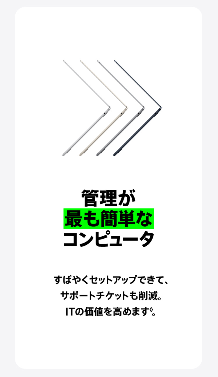 管理が最も簡単なコンピュータ　すばやくセットアップできて、サポートチケットも削減。ITの価値を高めます。